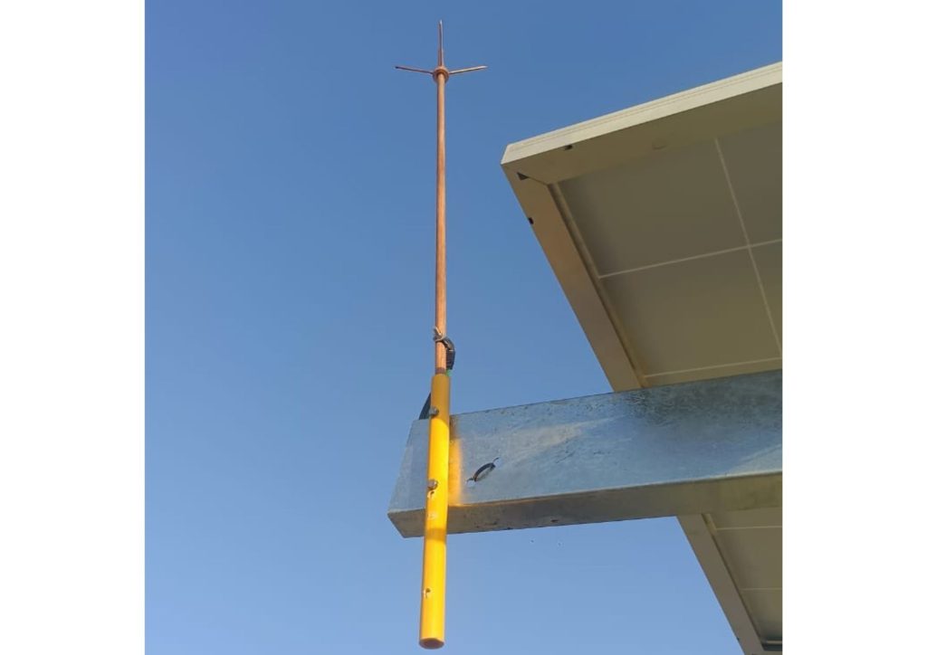 Lightning Arrester Installed at 1m Height Above Solar Panels on North Side